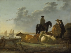 londongallery/aelbert cuyp - peasants and cattle by the river merwede